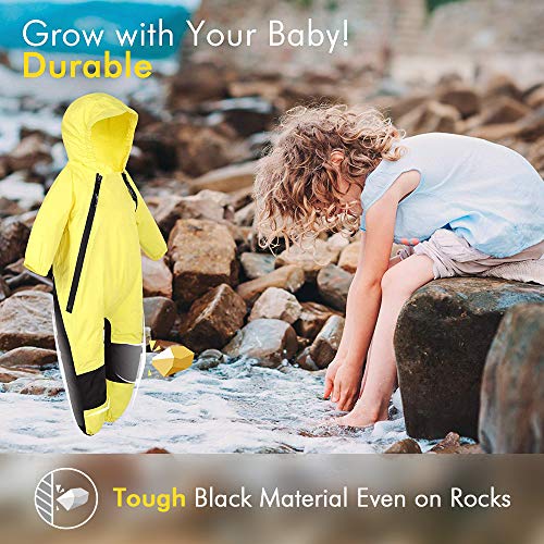 HAPIU Kids Toddler Rain Suit Muddy Buddy Waterproof Coverall,Yellow,3T,Original - Thumbnail 3
