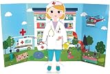 Floss & Rock Magnetic Florence Doll - 40pc Wooden Dress-Up Doctor Nurse Patient view 3