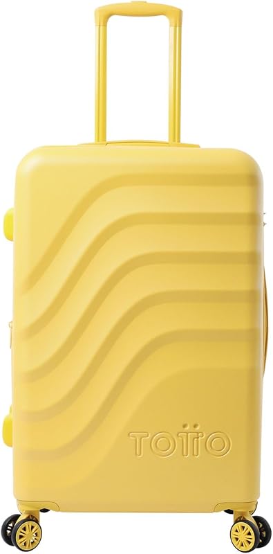 - Mala Média Dura, modelo Bazy+, 43,5 x 69 x 26 cm, capacidade de 64 L, expansível, resistência a impactos, rodas de 360º, pega telescópica, tiras internas, fechadura TSA, cor Super Lemon
