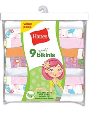 Girls' No Ride Up Cotton TAGLESS Bikinis 9-Pack-16-Assorted Prints