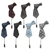 Jelinda Men's Tie Type Brooch Pin Handmade Boutonniere Lapel Pins for Suit(Pack of 7)