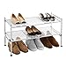 Seville Classics 2-Tier Iron Mesh Utility Shoe Rack, Chrome