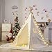 Dako Living Kids Teepee White, 100% Natural Cotton Canvas Teepee Tent for Kids, Comes with Carrying Bag and Floor Mat