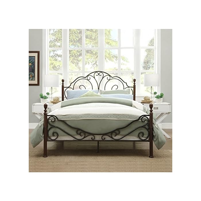 LeAnn Graceful Scroll Bronze Iron Bed Frame (Queen) LAVORIST