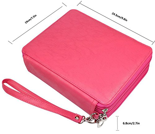 Miraclekoo 120 Slots PU Leather Pencil Holder Pencil Case Large Capacity Multi-layer Pencil Bag (ROSE)