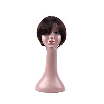 Amazon Com Dark Brown Straight Bob Short Hair Wig Side Part One