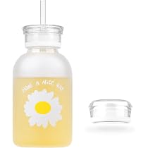 Amazon.com: WHJY 16oz Cute Glass Water Bottle with Straw, Milk ...