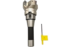 WEXWE Tools R8 Shank Indexable 2" End Mill, 2" Diameter 90 Degree High Speed Milling Cutter with Replaceable Carbide Insert for Steel Cutting （R8-2" 1SET + 4PCS Insert）