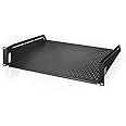 AC Infinity Vented Cantilever 2U Universal Rack Shelf, 16" Deep, for 19” Equipment Racks. Heavy-Duty 2.4mm Cold Rolled Steel, 100lbs Capacity.