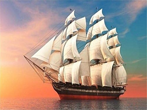 DIY Diamond Painting Sail Boat At Sea Cross-Stitch Mosaic 5D Pictures Full Embroidery Hobby Decoration