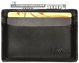 Villini Leather Slim Credit Card Holder - Front Pocket Wallet - Minimalist Card Case (Black)