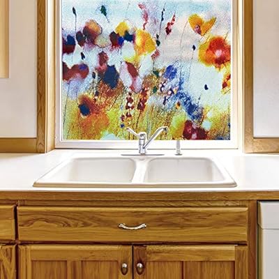 wall26 Window Film for Privacy Large Bright Flowers...