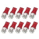 XT AUTO 10pcs Red T10 Wedge 5-SMD 5050 LED Light bulbs W5W 2825 158 192 168 194 for Car Boot Trunk Map Light Number Plate License Light