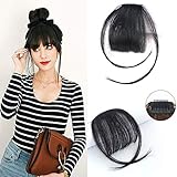 Reysaina Fringe Hair Extensions Real Human Hair Hand Tied Bangs with Temples Hair Accessories For Women ( #1B Natural Black )