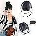 Remy Human Hair Pieces Front Clip in Hair #1B Natural Black Fringe Hair Extensions with Hair Temples