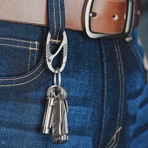 KeyUnity KM08 Titanium Carabiner Keychain Clip, DualGate Quick Release