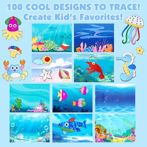 AJAZPER Foil Crafts Kids, Craft Kit Kids, DIY Creative Art Activity for Kids, Travel Set, Gifts for Boys Girl 4+ Years Christmas Birthday (Blue)