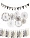 Silver Engagement Decorations, Silver Paper Fans Decorations, Silver Paper Fan, Sparkly Paper Pennant Banner Triangle Flags Tissue Paper Tassels Garland, Silver Party Decoration for Baby Shower