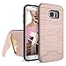 Galaxy S7 Edge Case, Teelevo [Card Slot Holder] Dual Layer Heavy Duty Shock Absorbent Wallet Case with Credit Card Slot and Kickstand [Protective Card Case] for Galaxy S7 Edge (2016) - Rose Gold