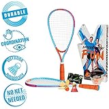 Speedminton SM01-FUN-10 FUN Set - Alternative to beach ball, spike ball, badminton, incl. 1 HELI and one FUN Speeder, perfect for the beach, park or backyard