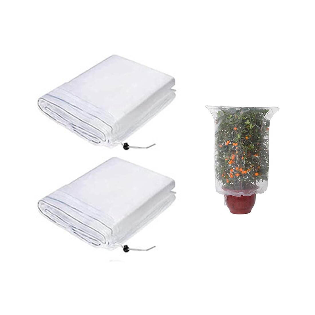LAWALEISHE 2PCS Insect Bird Barrier Bug Netting,Garden Plant Netting Insect Bird Barrier Netting Mesh with Drawstring, Fine Mesh Garden Netting Plant Cover for Protect Plants Vegetables Fruits