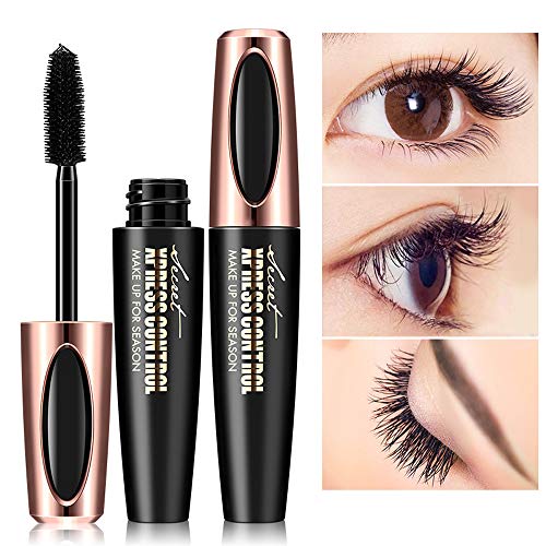 4D Silk Fiber Eyelash Mascara, Natural Thick Thickening & Lengthening Lash Mascara, Long Lasting, Waterproof & Smudge-Proof, All Day Exquisitely Lush, Full, Long, Thick, Smudge-Proof Eyelashes - 2Pcs