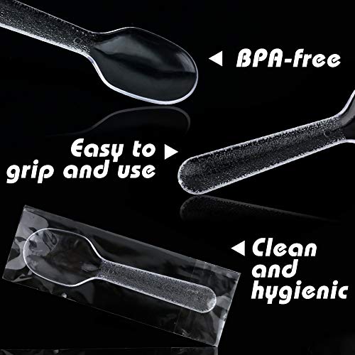 3 otters 100PCS Plastic Tasting Spoons, Disposable Mini Tasters 3.5inch Plastic Spoon Great Disposable Spoons, Extra Sturdy, BPA Free