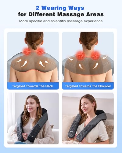 KINGJOY Neck and Shoulder Massager with Heat, Shiatsu Neck and Back Massager for Back, Shoulder, Legs, 2026 Upgraded 4D Kneading Deep Tissue Pain Relief, Gifts for Women/Men/Mom/Dad