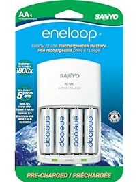 eneloop AA with 4 Position Charger, 1800 cycle, Ni-MH Pre-Charged Rechargeable Batteries, 4 Pack (discontinued by manufacturer)
