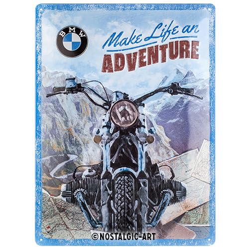 Nostalgic-Art BMW Retro Tin Sign - Make Life an Adventure - Gift Idea for Car Accessories Fans Metal Vintage Design Decoration 30 x 40 cm