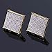 Hip Hop Jewelry Iced Out Large Square Flat Screen Block Screw Back Stud Earring Micro-Paved With Cz Simulated Diamonds