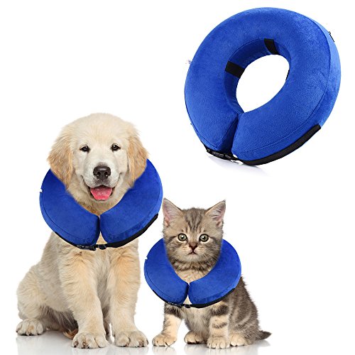 Neepanda Protective Inflatable Dog Collar, Adjustable Soft Pet Recovery E-Collar Cone for Small/Medium/Large Dogs & Cats, Designed to Prevent Pets From Touching Stitches (L, Blue)