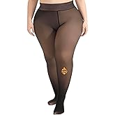 MERYLURE Fleece Lined Tights Women Plus Size, Fake Translucent Skin Colored Warm Winter Leggings,Thick Thermal Pantyhose