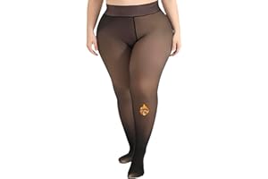 MERYLURE Fleece Lined Tights Women Plus Size, Fake Translucent Skin Colored Warm Winter Leggings,Thick Thermal Pantyhose