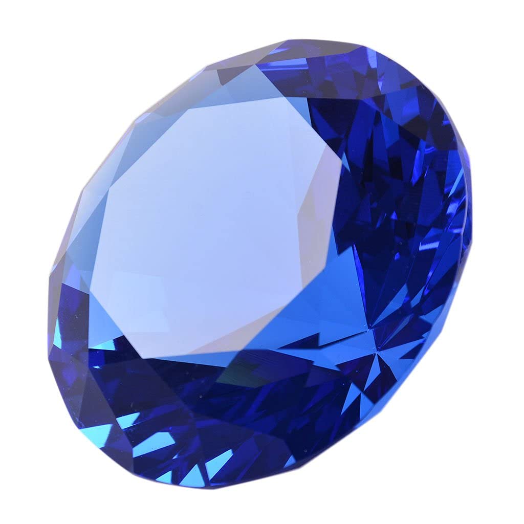LONGWIN 100mm(3.9") W Crystal Diamond Paperweight Ornament Home Venue Decorations Solid Color Blue