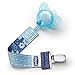 Chicco Fashion Pacifier Clip, Cyan Gingham