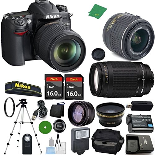 Nikon D7000 - International Version (No Warranty), 18-55mm f/3.5-5.6 DX VR, Nikon 70-300mm f/4-5.6G, 2pcs 16GB Memory, Camera Case, Wide Angle, Telephoto, Flash