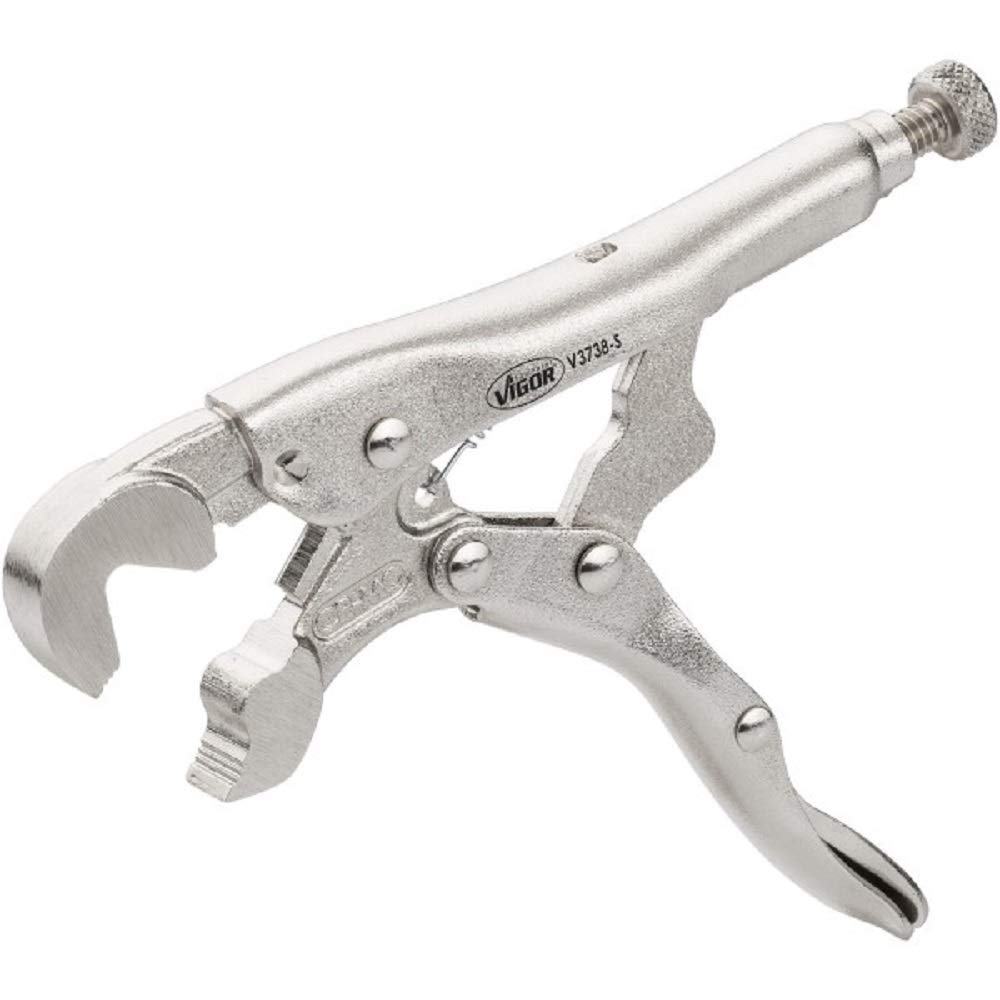 Vigor V3738-S Extra Short Jaw Grip Pliers 100 mm Spanner Width 6-13 mm Silver