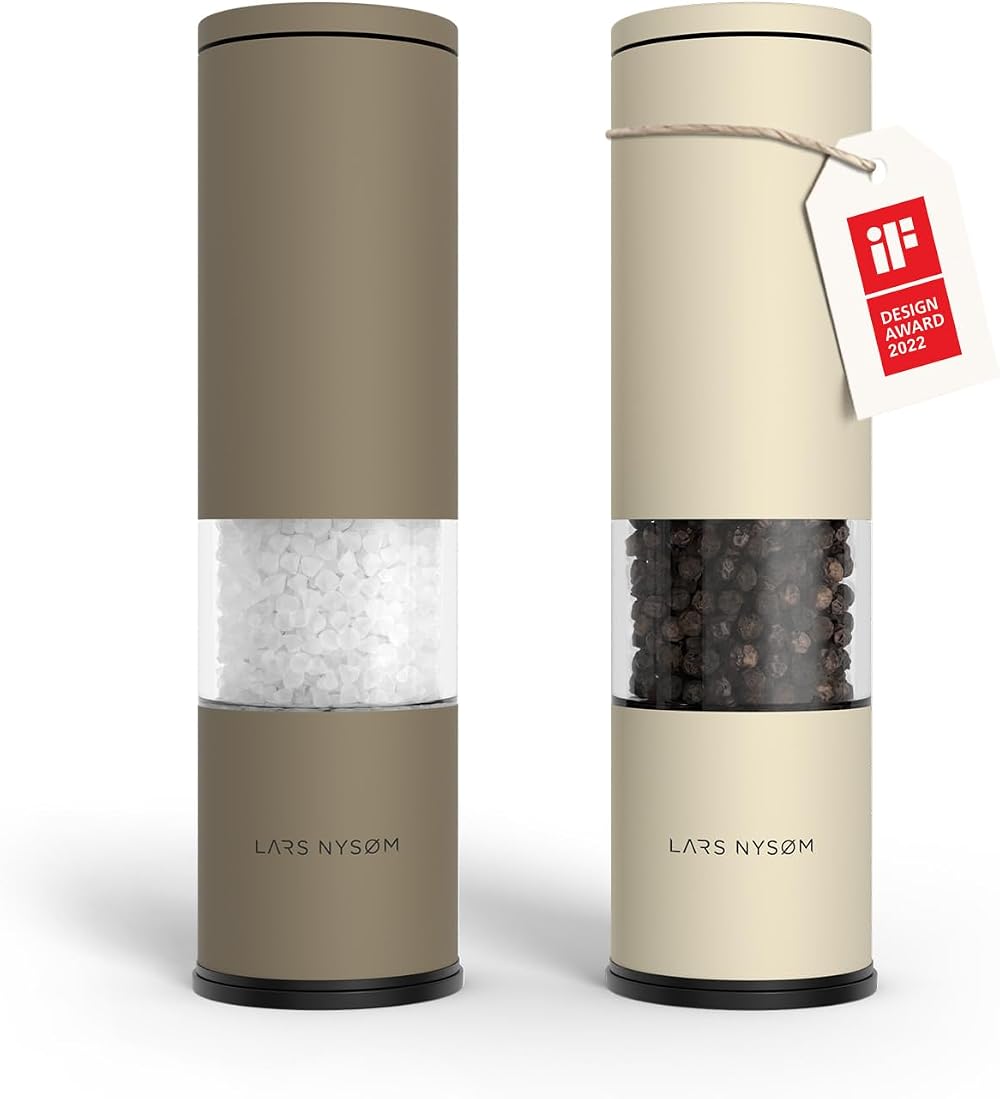 LARS NYSØM Salt and Pepper Grinder Set Manual Stainless Steel Adjustable