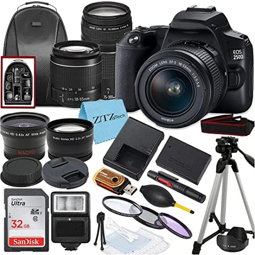 Canon Camera EOS 250D / Rebel SL3 DSLR with 1855mm + 75300mm Lens