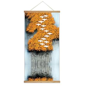 Wooden Framed Hanging Poster Nordic Style Nature Landscape Wall Picture Canvas Artwork for Home Decoration Ready to Hang - 18"x36"