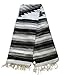 Del Mex Woven Mexican Southwest Large Center Diamond Blanket Yoga Serape (Black/Gray)