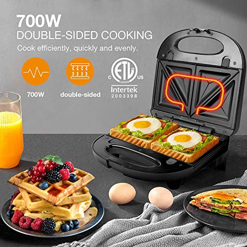 Sandwich Maker, Waffle Iron, multifun 2in1 Waffle, Omelet and