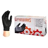 GLOVEWORKS Industrial Black Nitrile Gloves - 5 mil, Latex Free, Powder Free, Textured, Disposable, XLarge, BINPF48100-BX, Box of 100