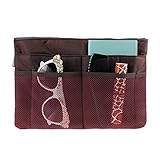 FakeFace Multi-funtional Nylon Zipper Travel Handbag Pouch / Bag in Bag / Insert Organizer / Cosmetic Toiletry Bag Pocket / Makeup Bag / Tidy Bag Dark Red