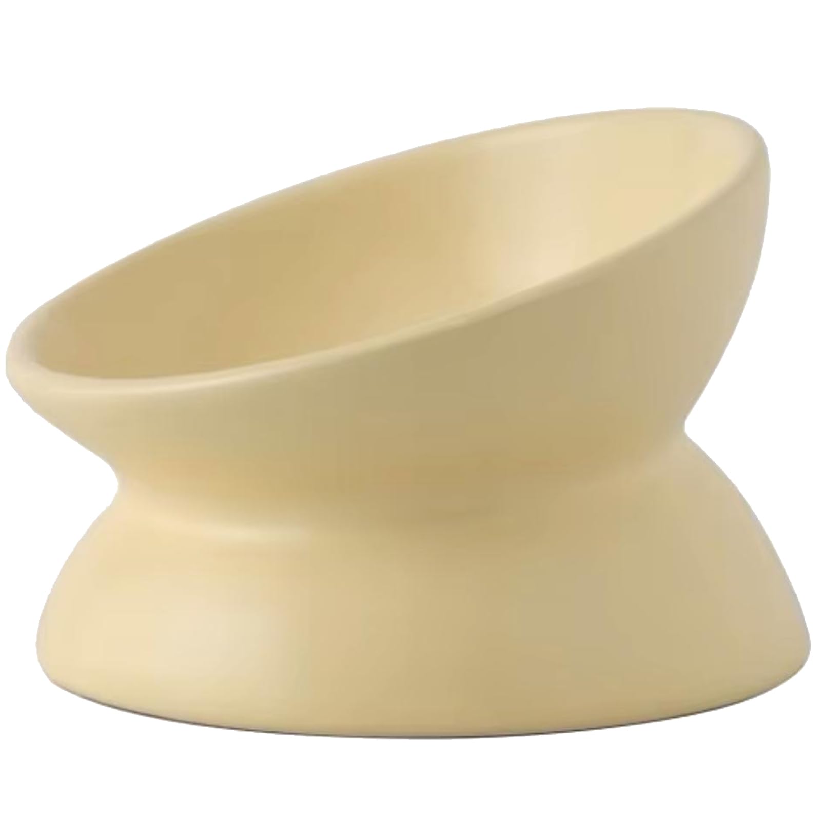 猫 餌入れ 陶器 犬 斜め 15％ 角度 ねこ いぬ えさ入れ 餌皿 フードボウル 食べやすい 食器 洗いやすい ペット さら 水入れ 健康 高さ ライトイエロー商品画像