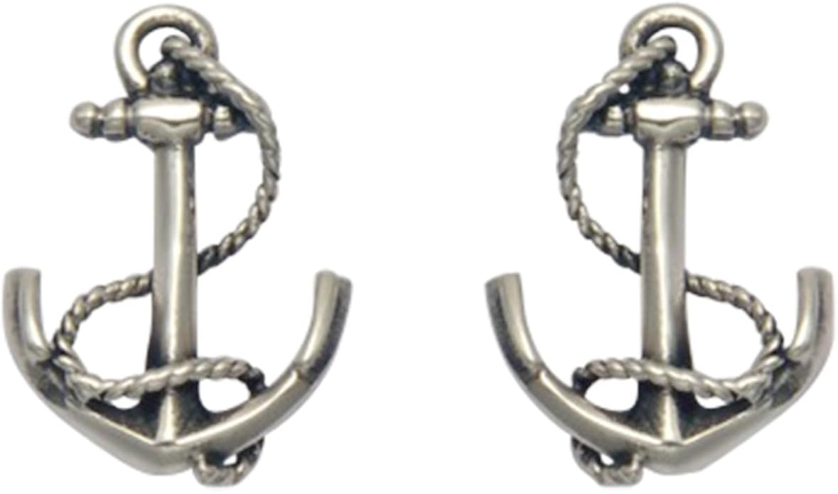 Stainless Steel Nautical Anchor Stud Earrings Jewelry