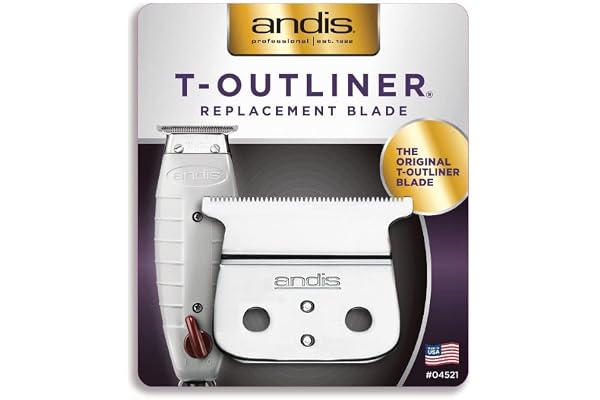 Andis 04521 T-Blade Replacement for T-Outliner, GTO, GO, and SLS Trimmers - Close Cutting, Zero Gapped, Silver