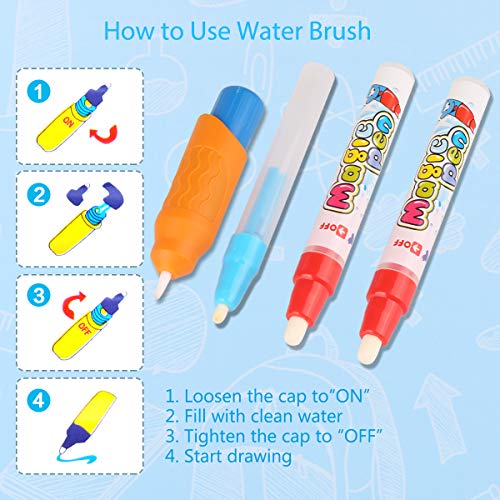 Dozod Aqua Magic Doodle Mat Extra Large Coloring Water Drawing Mat No Mess Educational Safe Toys Gift for Kids Toddlers Boys Girls Age 2 3 4 5 6 7 8 Year Old 40 X 30 Inches