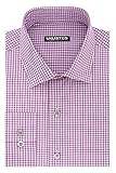 Kenneth Cole Reaction Unlisted by Men's Slim Fit Check Spread Collar Dress Shirt, Raspberry, 15